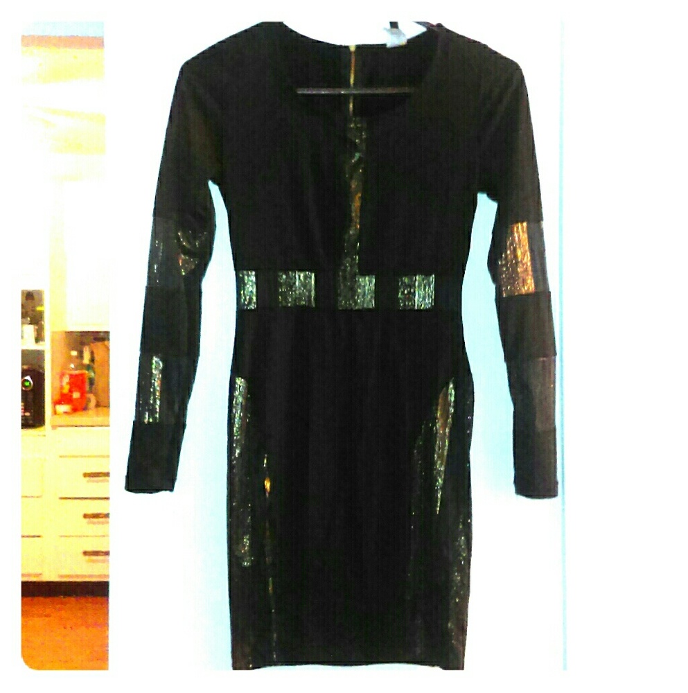 Gorgeous black and gold midi dress